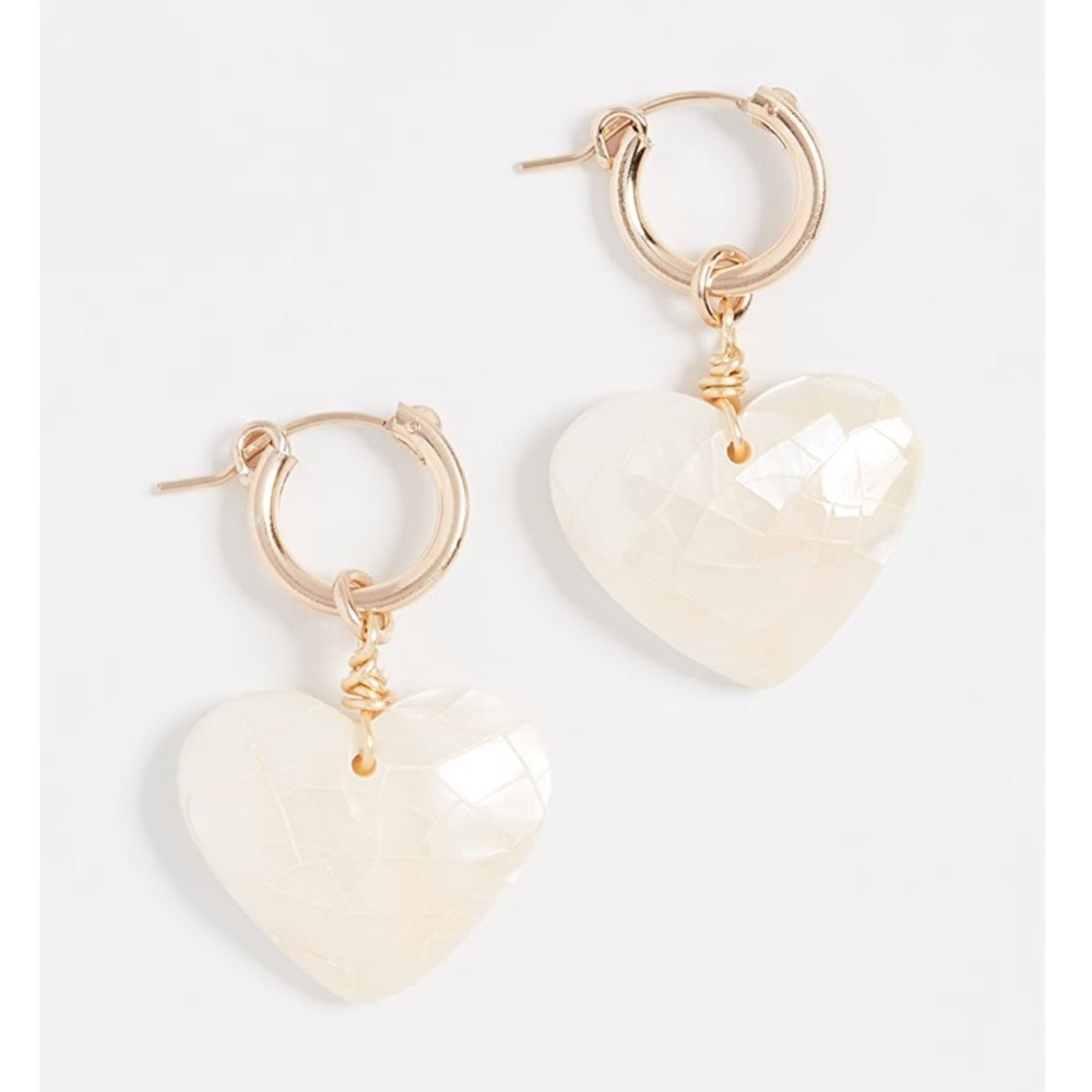 With box Brinker & Eliza Little Love Earrings Hoop With Heart Charm Huggie